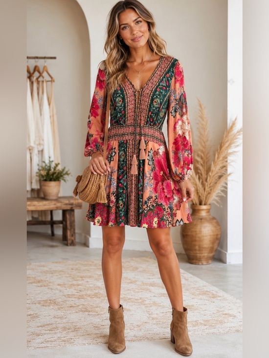 FARM Rio Dresses & Skirts - Farm Rio Topanga Mini Dress Sz S  bohemian chic colorful